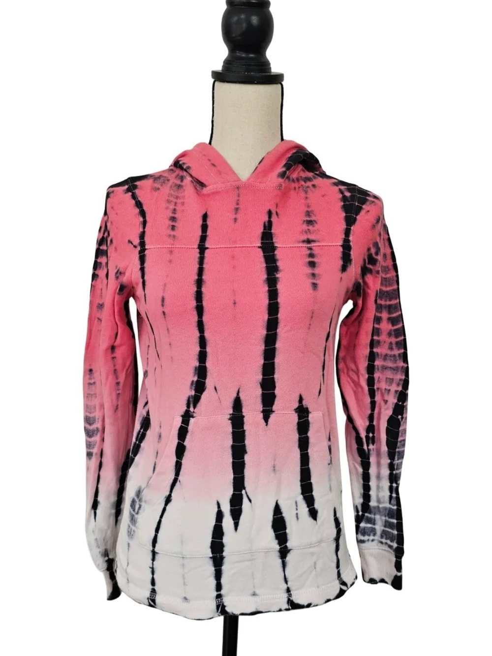 Empyre Pink & Black Tie-Dye Hooded Pullover Sweater